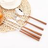 16Pcs Brown Gold Dinnerware Set Imitation Wooden Handle Cutlery Set Chopsticks Knife Fork Spoon Tableware Set Korean Flatware