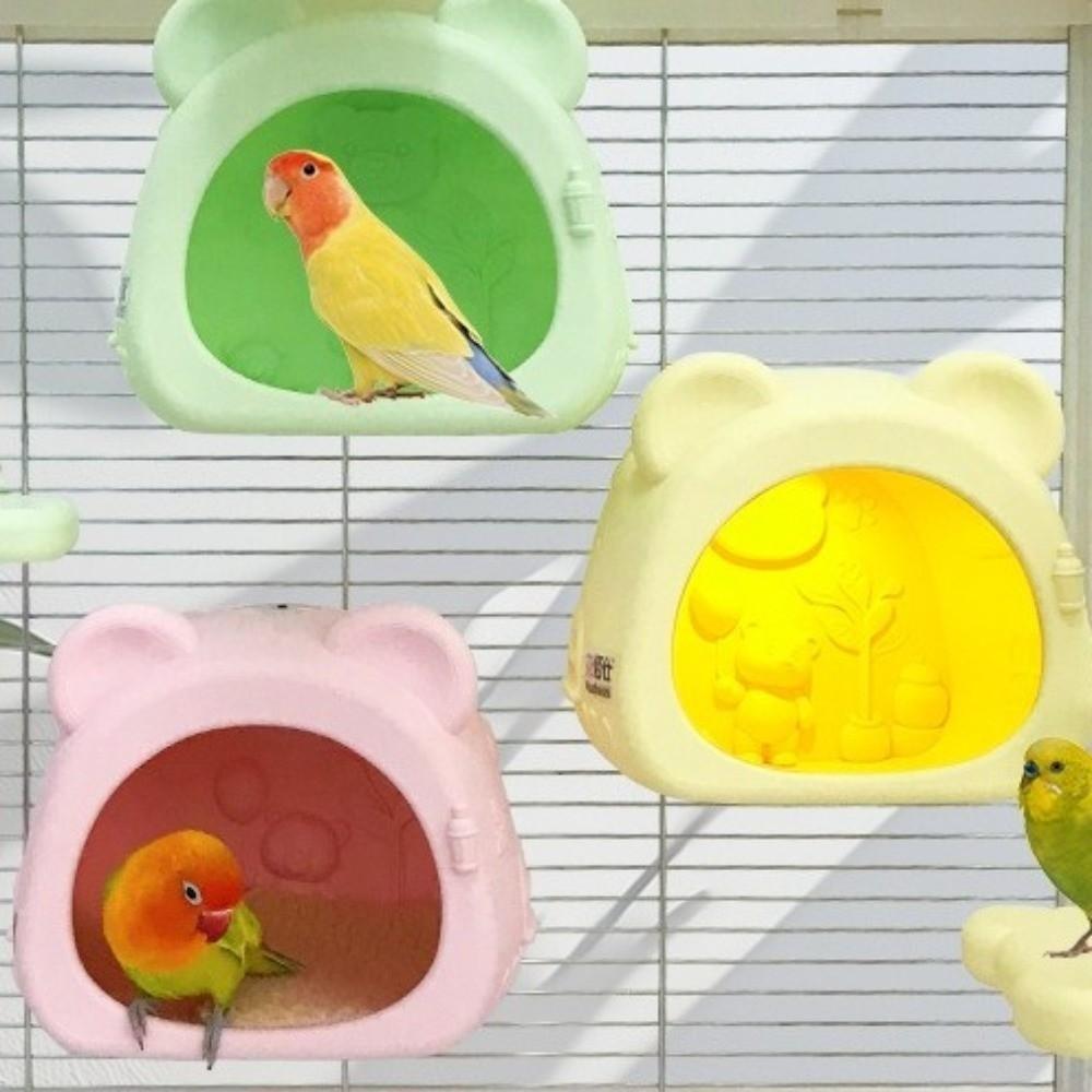 Bird House Warm Light Bird Breeding Nest Bear Shape Hanging Hamster Bed House Bite Resistant Decorative Squirrel Bed Outdoor