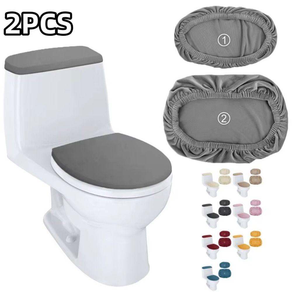 2Pcs/Set Thickened Toilet Seat Cover Solid Color WC Cover Toilet Dust Cover Home Bathroom