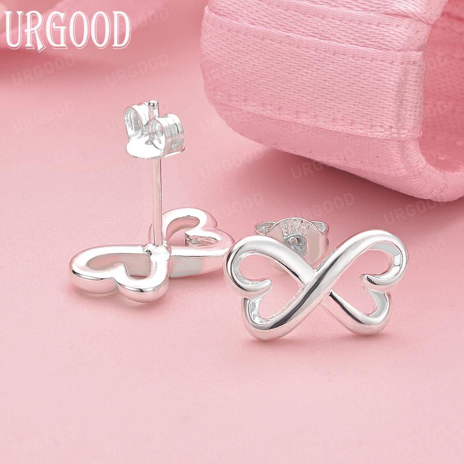 925 Sterling Silver Wedding Jewelry Heart Shape Fashion Piercing Earrings