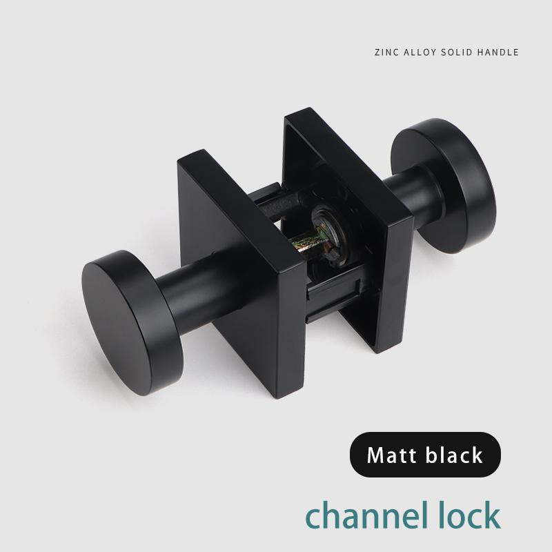 Indoor Home Bathroom Lock Hidden Button Double-sided Latch Door Lock Bedroom Solid Zinc Alloy Gold Double-sided Door Handle