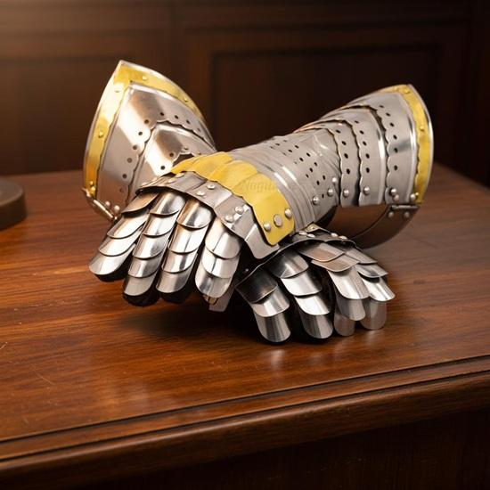 Средневековый Воин Стальные Готические Рыцарские Стиль Воина Функциональные Перчатки Наручи Латунный Акцент Рождественский Подарок Отцу