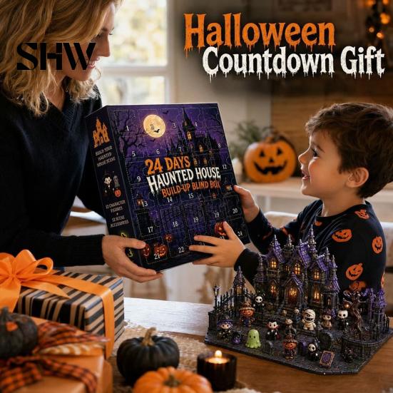 24 Day Box Halloween Advent Calendar 2026, Days Countdown with 2D Flat Gifts for Adults Kids Acrylic Mini Figures, Collectible Surprise Girls