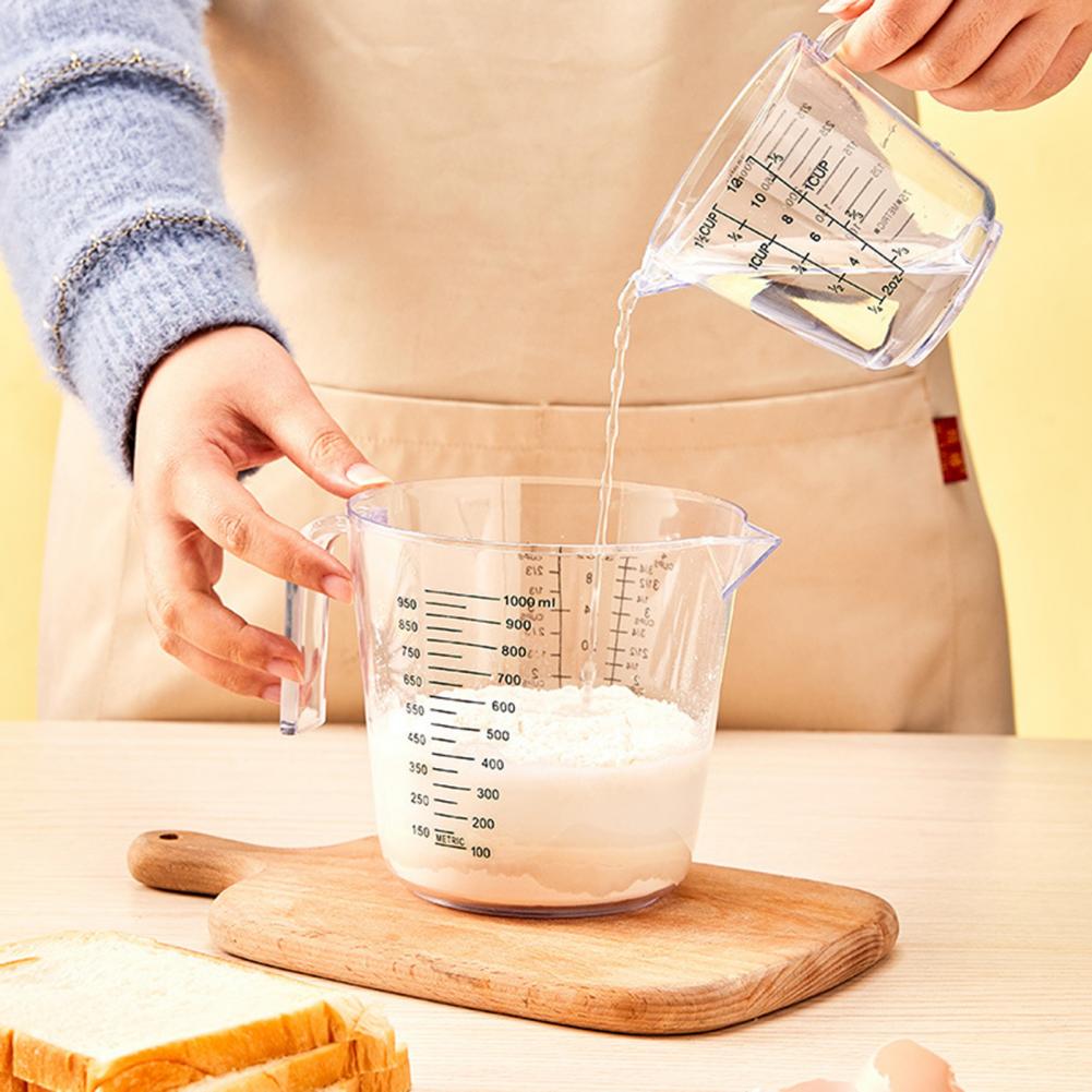 300/600/1000ml Measuring Cup Transparent Heat Resisting Plastic Milk Water Scale Measuring Jar Microwave Tool for Baking