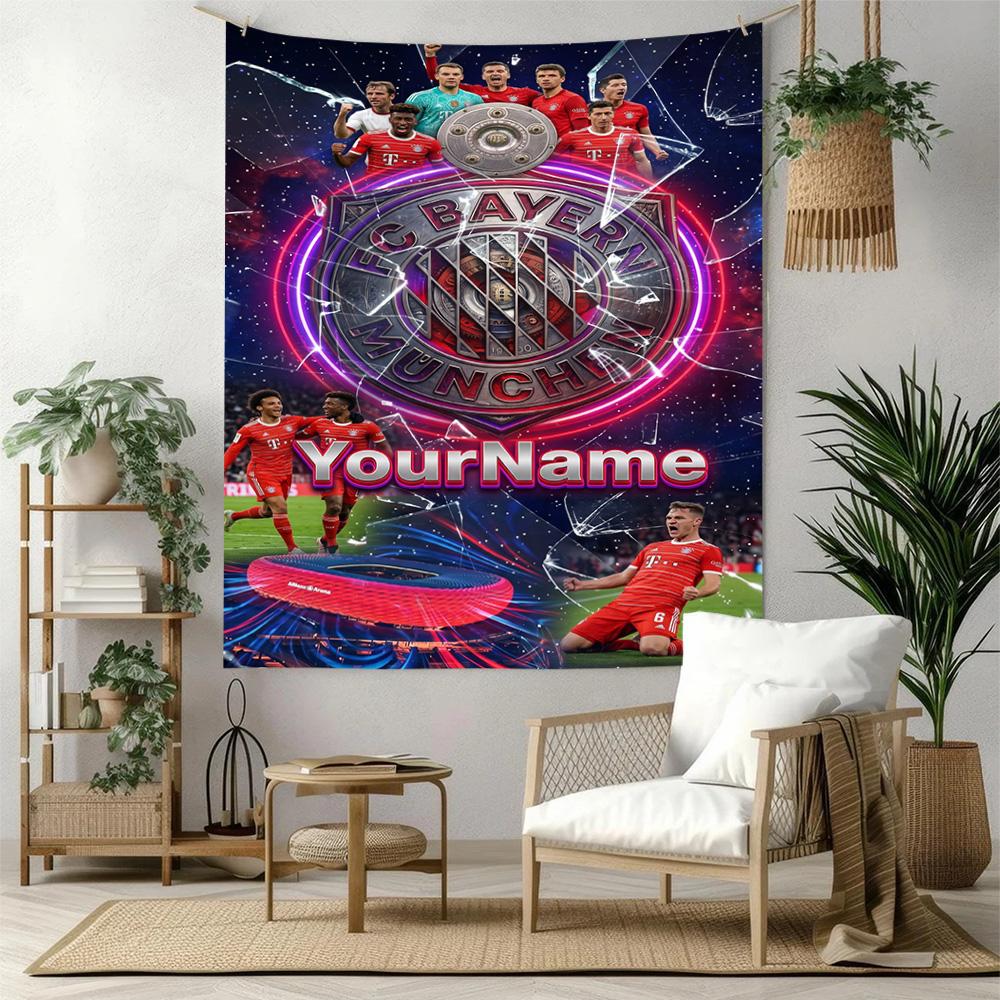Fc Bayern Mnchen Custom Your Name Wall Decor Tapestry Art For Pet Memorial Birthdaywedding Party Backdrop Family Gift