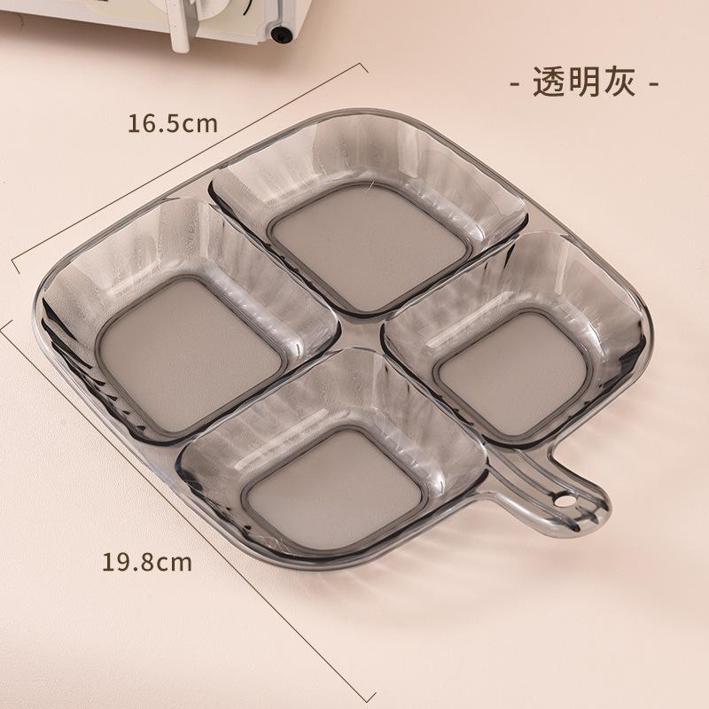 4-Compartment Serving Tray with Handle Kitchen Storage Plate Portable Snack Fruit Tray Multifunctional Kids Plate Hanging Home Use
