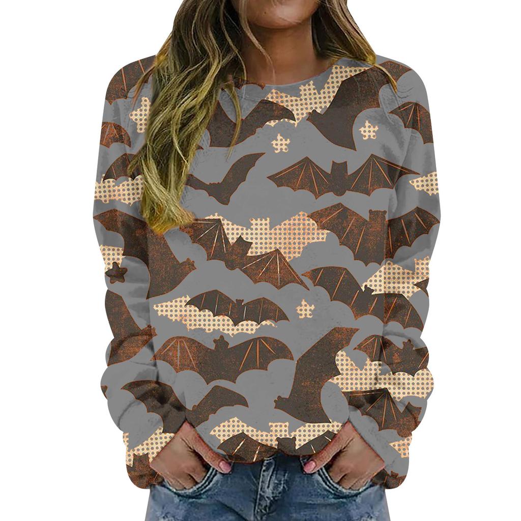 Autumn and Winter New Women's Clothing 3D Digital Printing Fashion Casual Personality Crew Neck Long Sleeve Halloween Sweater