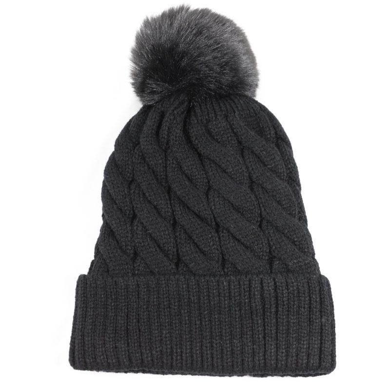 Autumn and winter new wool hat women's knitted hat twist pattern European and American fashion velvet thickened winter warm hat