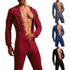 Men Pajamas Jumpsuit Male Homewear Solid Color Long Sleeve Comfortable Button Leisure Sleepwear Men Rompers Nightwear