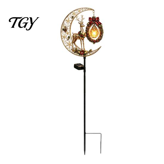 Garden Gift for Gardening Enthusiasts Solar Christmas Crescent Light, Moon Snowman Stake Waterproof Decorative Porch Lighting LED Pathway Lamp Outdoor