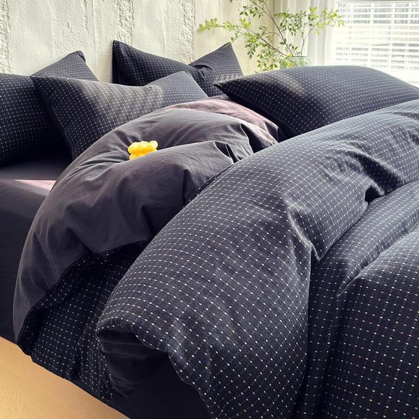 G5Z Хлопковый комплект пододеяльника с окрашенной в полоску пряжей - 4 предмета, Всесезонное постельное белье для общежитий