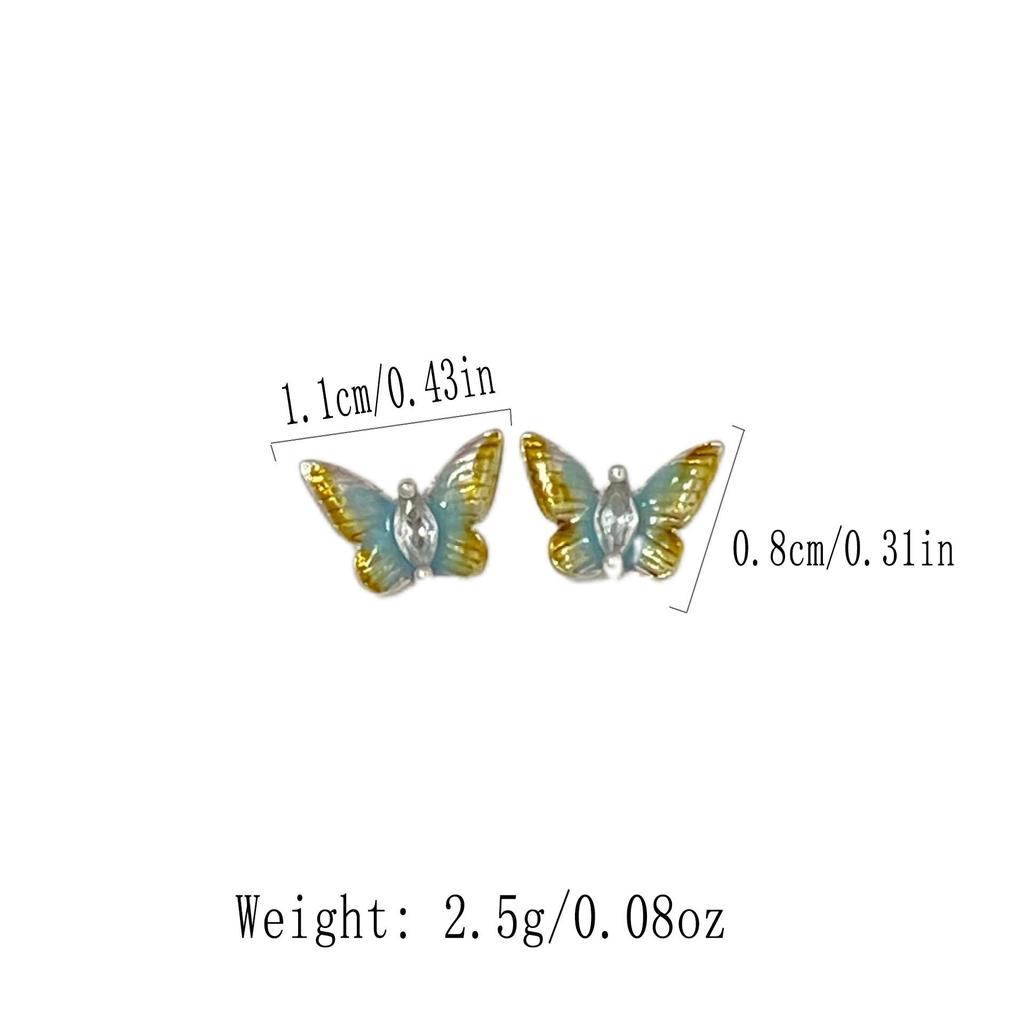 Новые серьги-бабочки из эмали и циркона, модные, изысканные, маленькие серьги, женская бижутерия с шармом