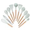 1 Pcs Silicone Kitchenware Set with Wooden Handle 12 Piece Non Stick Spatula and Spoon Kitchenware Set