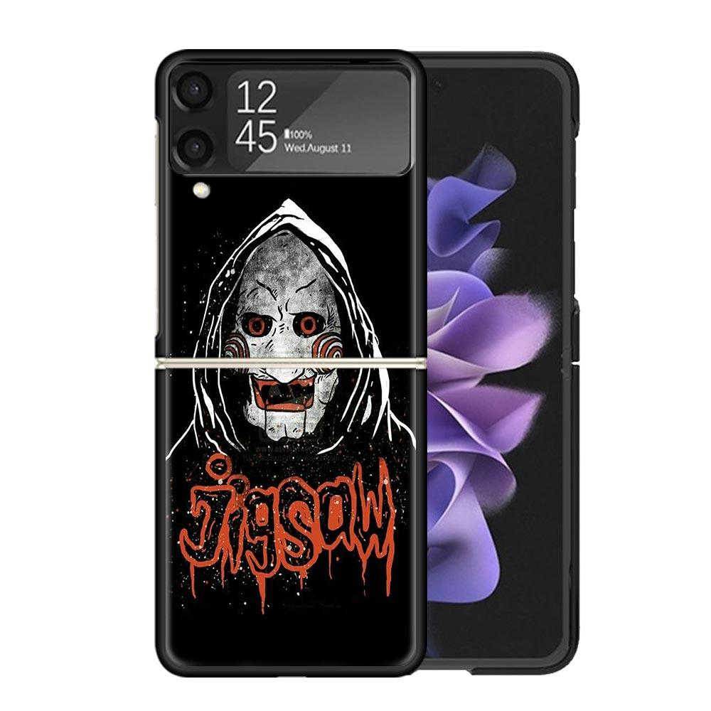 The Jigsaw Killer Horror Clear Phone Case For Samsung Z Flip 7 6 5 4 3 Galaxy ZFlip7 ZFlip6 ZFlip5 ZFlip4 ZFlip3 5G Print Cover