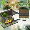Reptile Glass Terrarium With Stone Background Front Ventilation Escape Proof Knob Lock 30 X 20 X 20 Cm Black