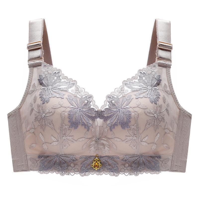 Temperature change court embroidered lace bra without steel rim sexy women's breast adjustment bra