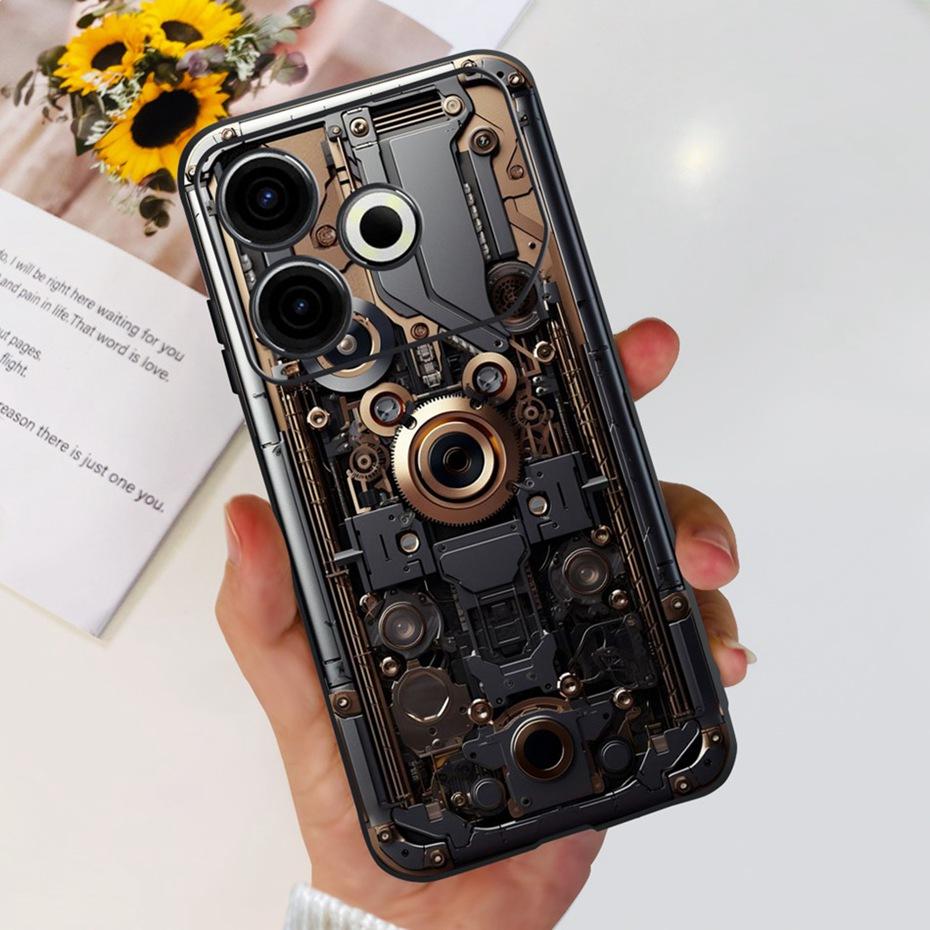 Модный Чехол 2024 года Для Tecno Pova 6 Neo Черный Силиконовый Мягкий ТПУ Задняя Крышка Для Tecno Pova 6Neo 4G Чехлы Для Телефона