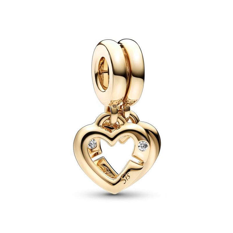Sparking Gold Animal Heart Clip Charm Beads Dangle Fit Original Snake Bracelet Necklace Beads For Diy Jewelry Women Gift