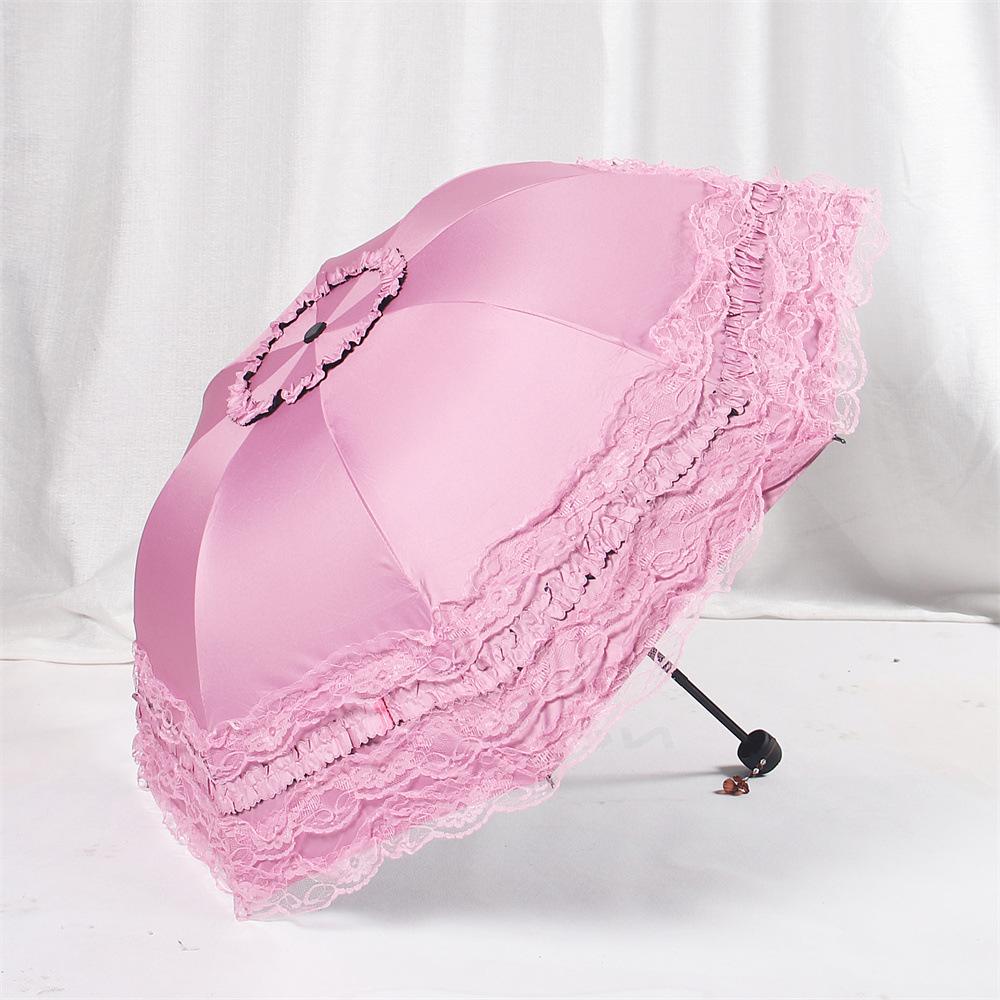 Lace Sun Umbrella Anti UV Protection Thickened Black Glue Sun Rain Dual Use Sunshade Portable Umbrella Princess Female Parasol