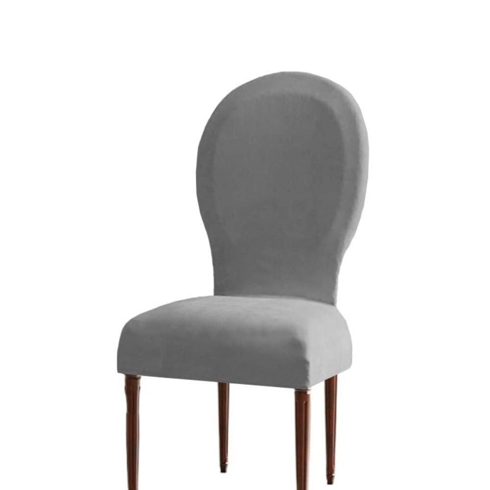 Thickened Velvet Round Back Dining Chair Cover Solid Color Protective Seat Case Hotel