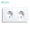 BSEED Single EU Socket Double Power Outlets Triple Electric Sockets Crystal Glass Wall Sockets White Black Gold Gray 16A
