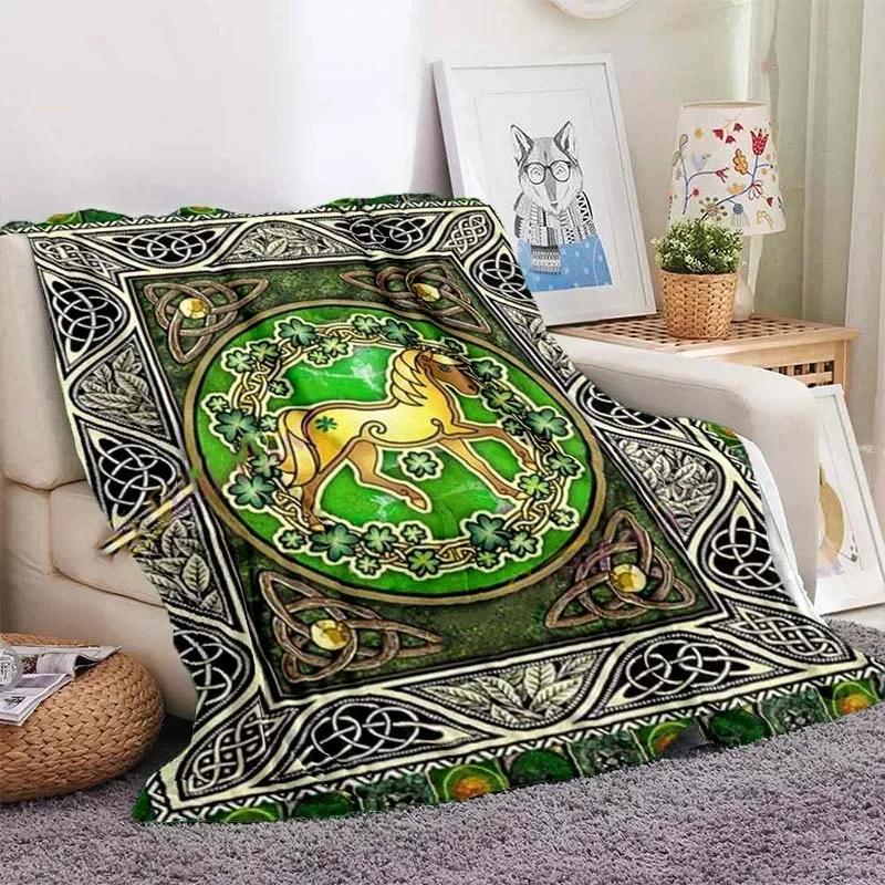 Owl Celtic Viking Blanket Tree of Life Wiccan Flannel Blanket Soft Warm Blanket Couch Bed Chair Decor for Family Camping Gifts