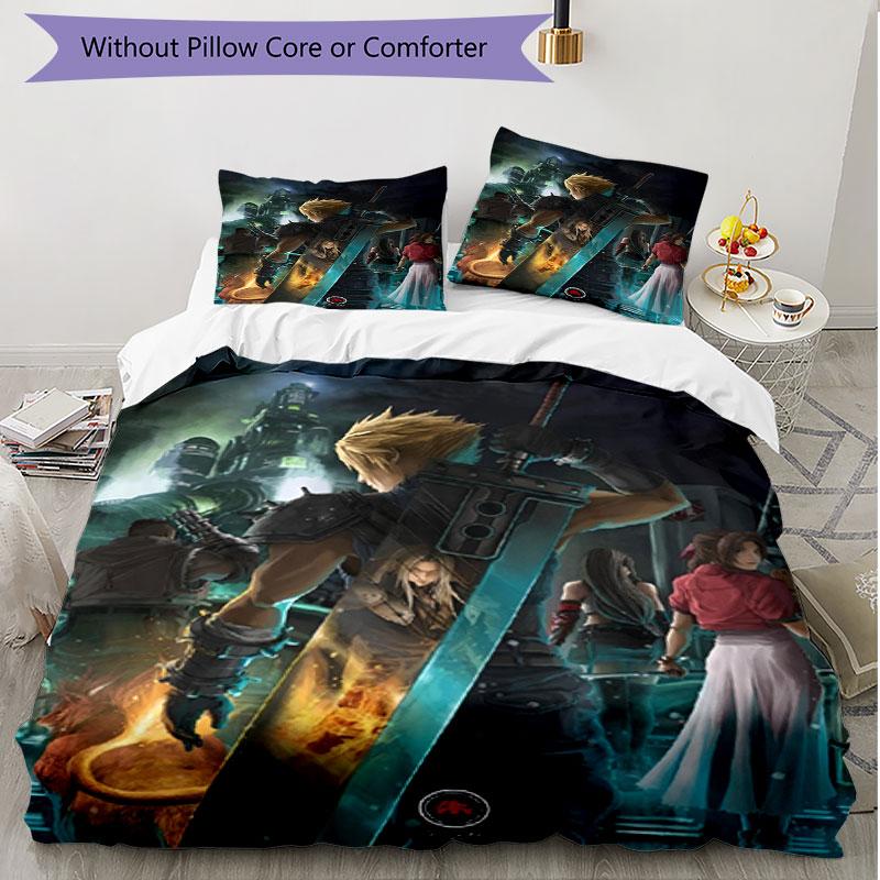 3pcs Duvet Cover Set (1*Duvet Cover + 2*Pillowcase, Without Core), Final Fantasy Print Soft All‑Season Bedding Set, Home Bedroom Decor Gift