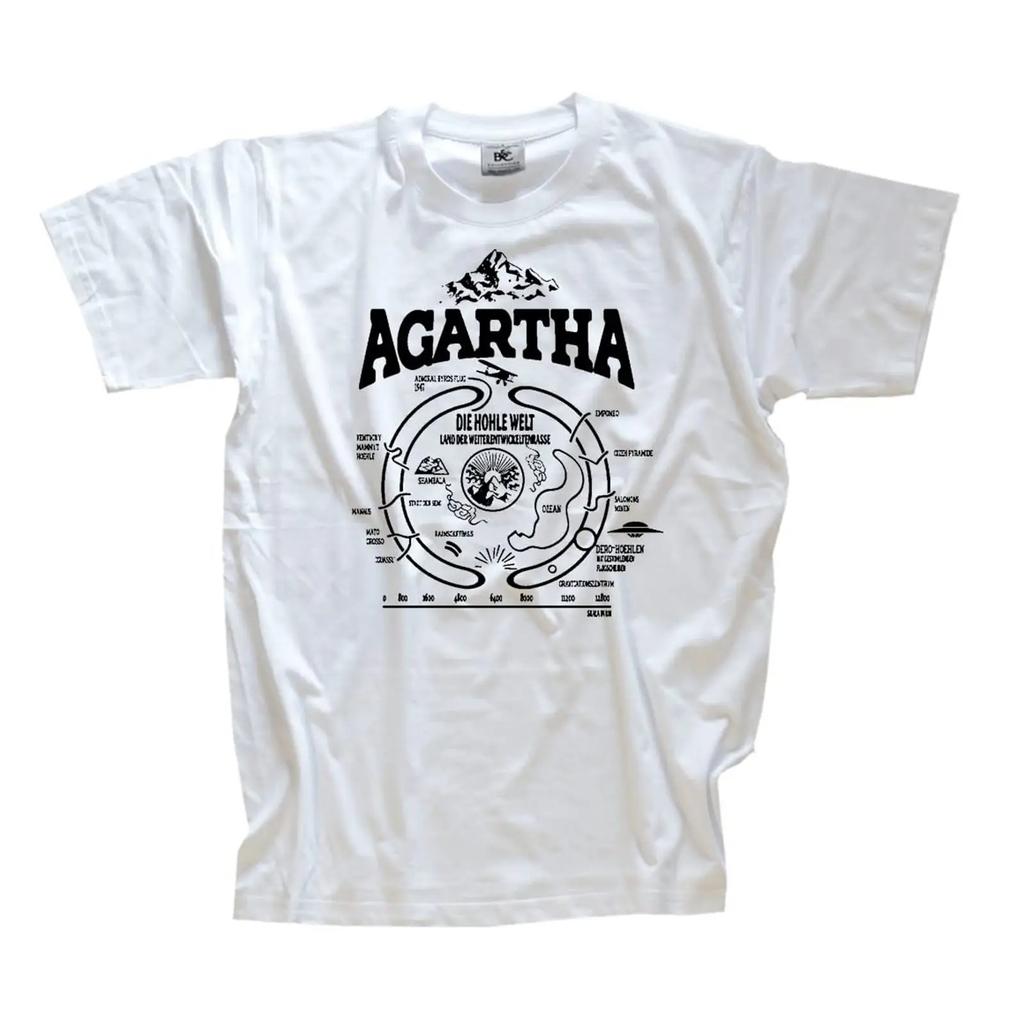Agartha Hohlwelt Theory T Shirt vintage Washed Unisex Top For Everyday Wear fashion streetwear Soft Comfortable Stretched