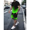 3D Printing Men's Sportswear Fitness Set Running Suit Casual T-shirt+shorts Set Breathable Jogging Sportswear Striped Suit