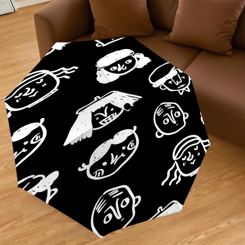 1PC faces pattern Umbrella-8-Rib Reinforced Portable Folding Travel Suitable for All Seasons Outdoor Daily Use-J319
