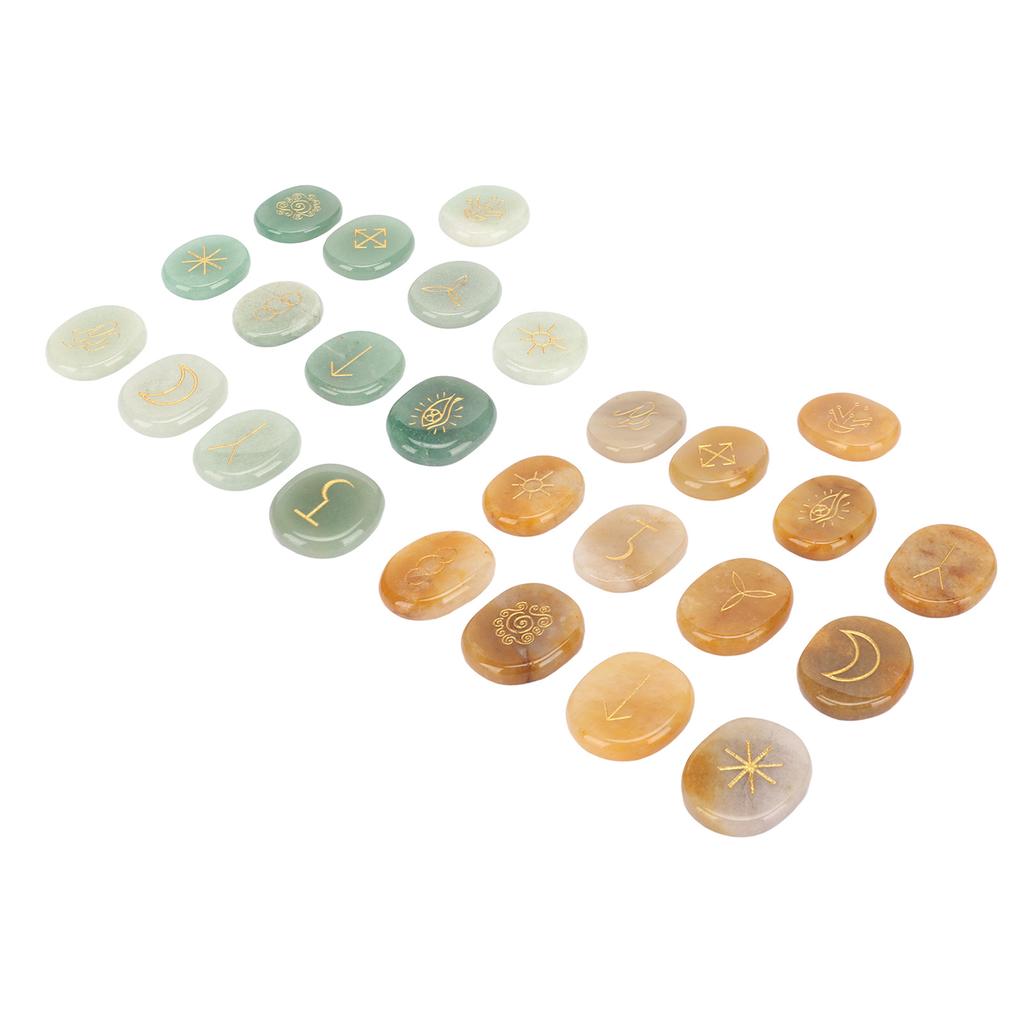 13PCS Symbol Rune Stones with Cloth Bag Engraving Rune Stone for Divination Yoga Meditation