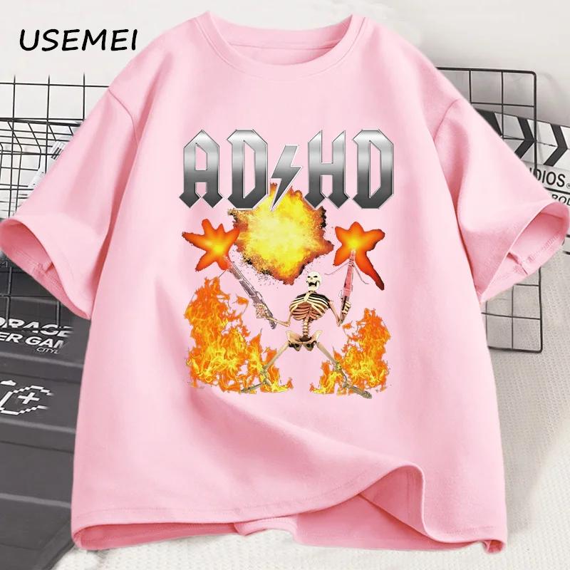 Funny ADHD Graphic Tee Shirt Mental Health Awareness T-Shirt Men Women Fashion Casual Tops All Season Loose Harajuku Clothing