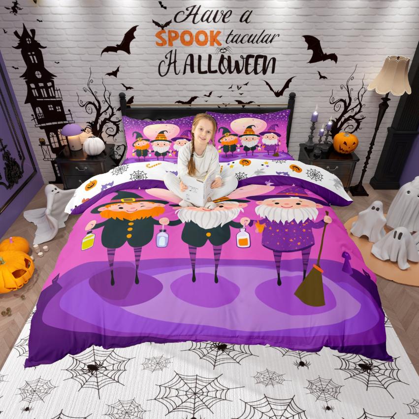 Homewish Готический тематический комплект пододеяльникаНабор чехлов для одеяла на ХэллоуинЧерная Корона Птицы Постельное белье для мальчиков подростков