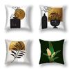 Modern Light Luxury Pillowcase Black Gold Leaf Abstract Plant Sofa Bedside Cushion Cover 45x45cm Car Home Decoration Pillowcase
