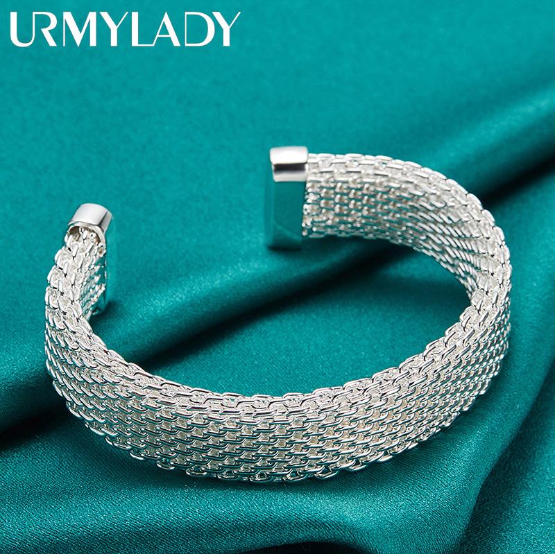 URMYLADY 925 Стерлинговое Серебро Открытые Браслеты-Манжеты для Женщин Свадебная Вечеринка Модные Шарм-Украшения