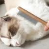 Распутывающая расческа для домашних животных с закругленными металлическими зубьями, расческа для вычесывания шерсти кошек с деревянной ручкой, щетка для ухода, удаляет колтуны и спутанную шерсть у кошек и собак с длинной и короткой шерстью