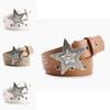 Fashion Womens Leather Belt With Star Pattern And Metal Buckle For Casual And Office Wear