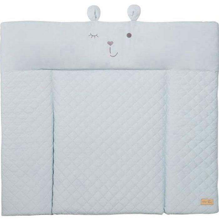 Matelas a langer - ROBA - Visage d'ours Benny - 85 x 75 cm - Bleu clair