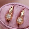 1 Pair Zircon Flower Drop Earrings for Women Luxury Gold Color Hollow Snowflake Earrings Vintage Jewelry