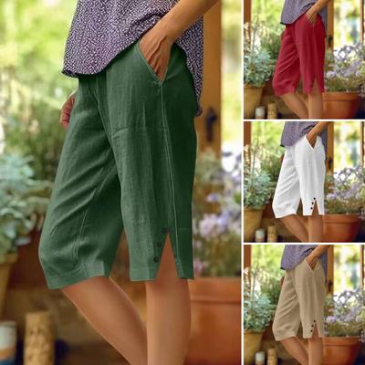 Женские шорты с эластичной талией, широкие повседневные шорты с карманами, однотонные, свободного кроя, для работы, школы, повседневные шорты