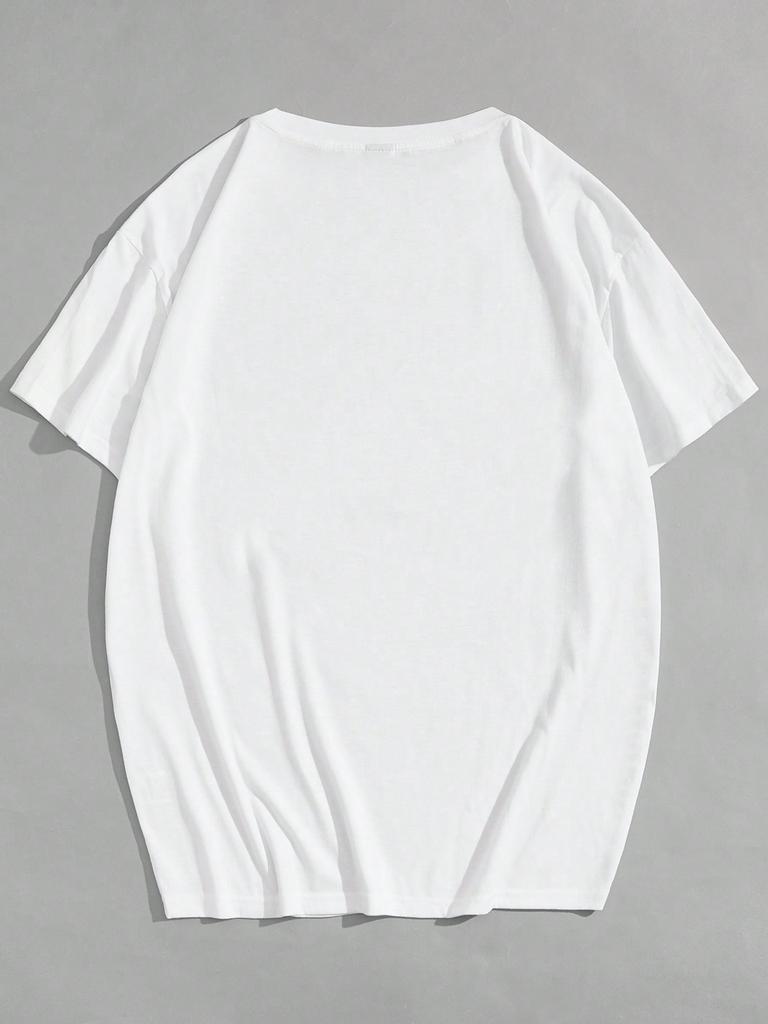 ROMWE Гранж Панк Мужская футболка большого размера с принтом портрета