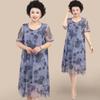 O-boʻyinli qisqa yengli koʻylaklar Vintage gulli bosmali gazlamadan tikilgan ayollar uchun keng midi koʻylak