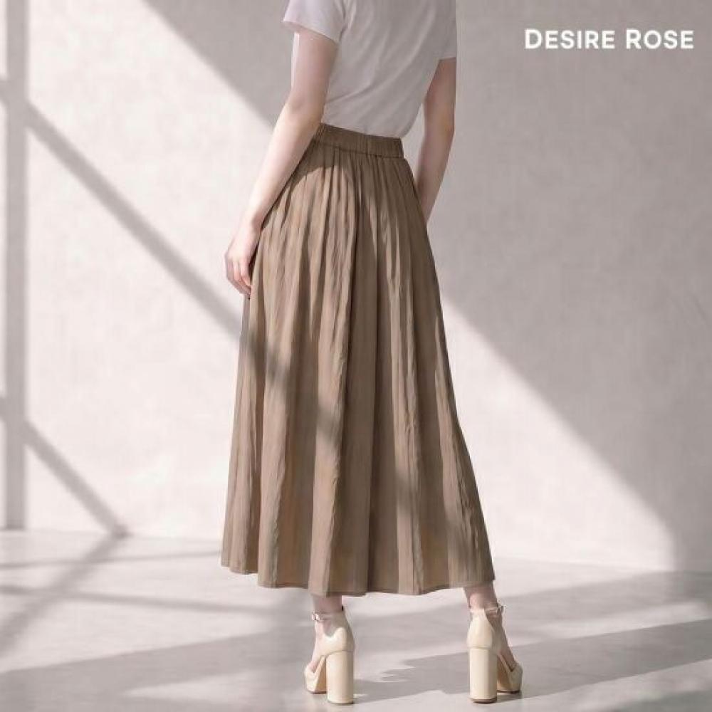 Desire Rose Women Summer Banding Wide Pleated Skirt Pants
