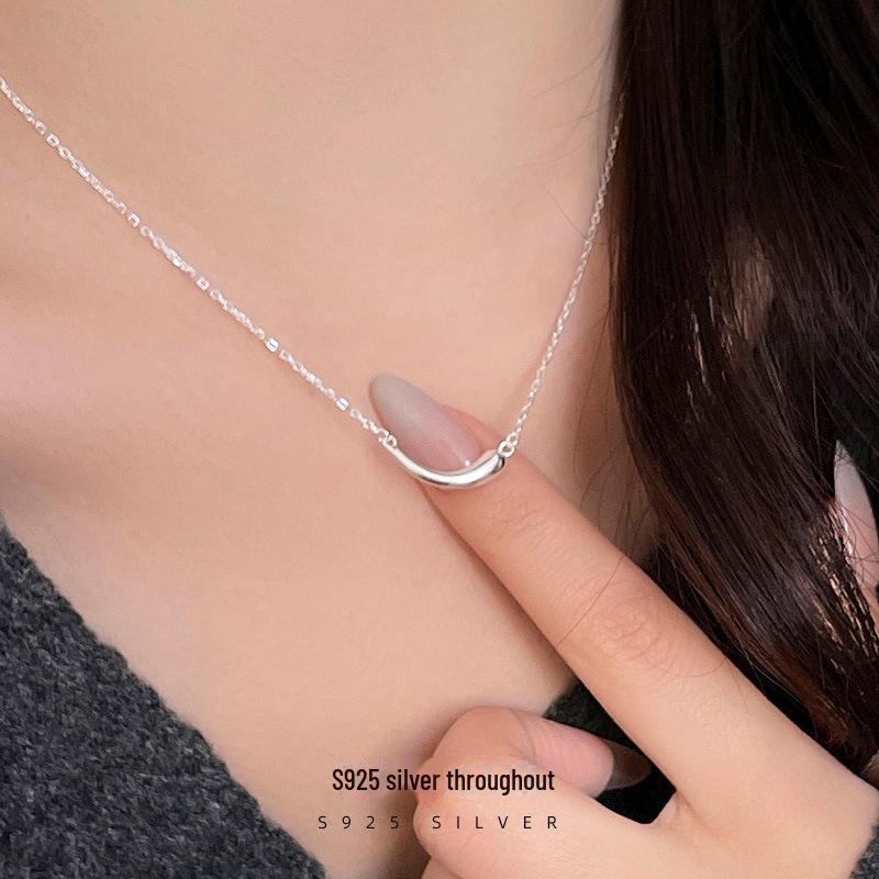 Ожерелье Banyan Tree S925 Silver Smile: Простая изогнутая цепочка на ключицу в корейском стиле, новая мода
