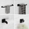 Stainless Steel Bathroom Towel Rack Set with Square Tube Bar and Paper Towel Holder.