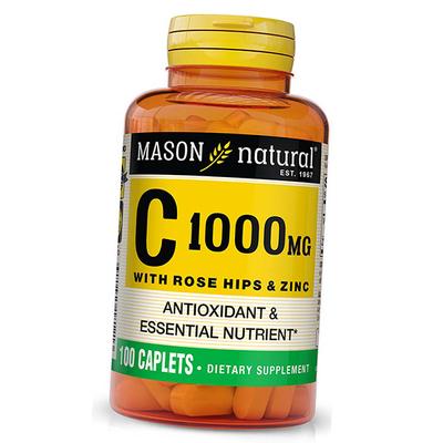 Витамин С с Шиповником и Цинком, Vitamin C 1000 with Rose Hips and Zinc, 100каплет (36529031)