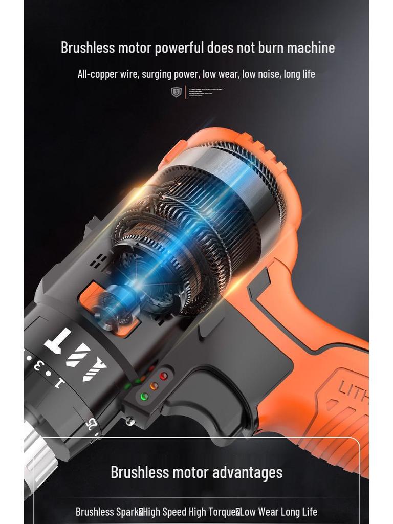 Rechargeable Brushless Cordless Drill & Impact Wrench: Multifunctional Lithium Battery Electric Screwdriver