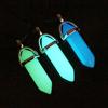 Fashion Fluorescent Hexagonal Pendant Necklaces Stone Black Leather Chain Jewelry Gift