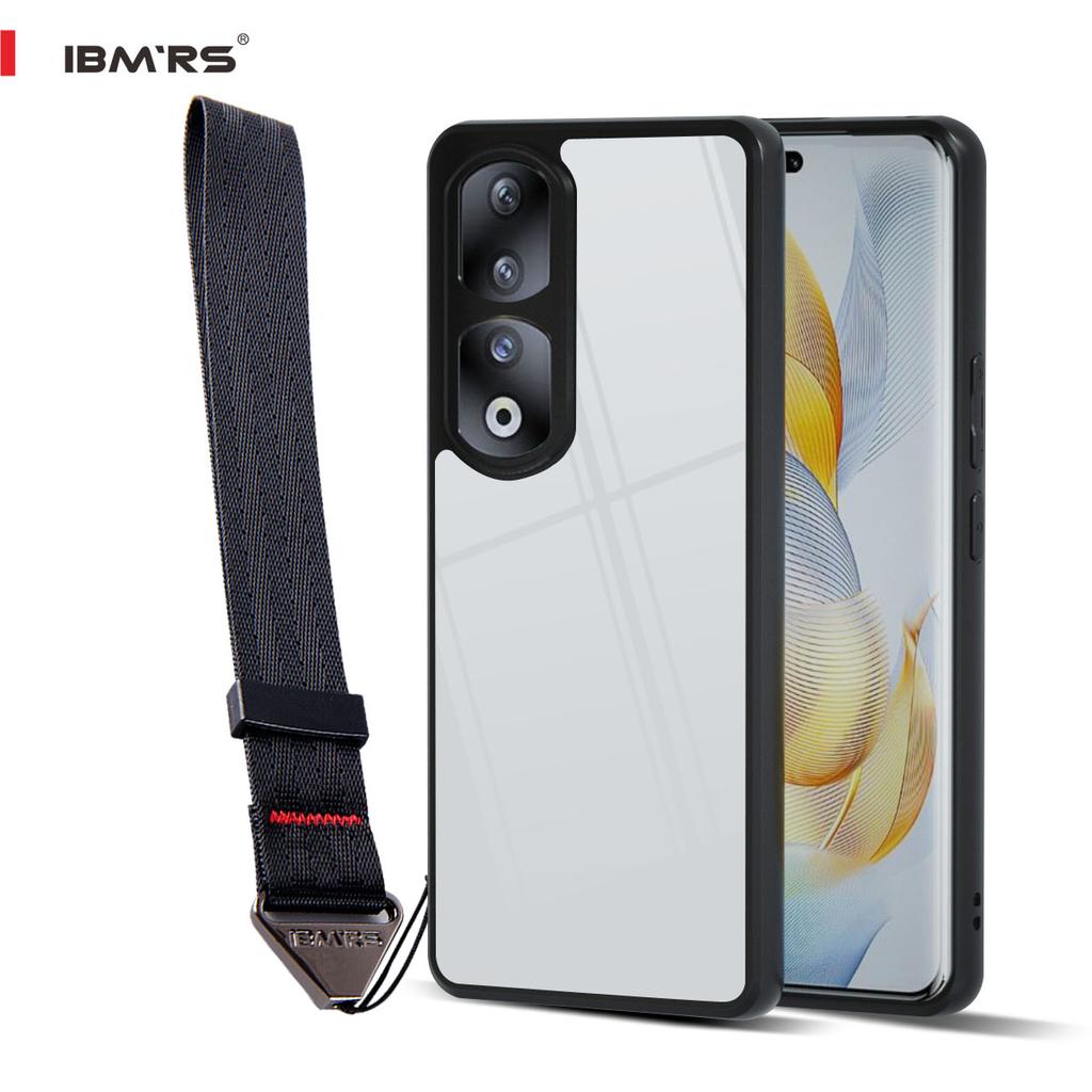 (Comes with Wrist strap)IBMRS for Honor 90 Pro  Phone Case, Shockproof Military-Grade Protection, Matte Translucent Black Camo