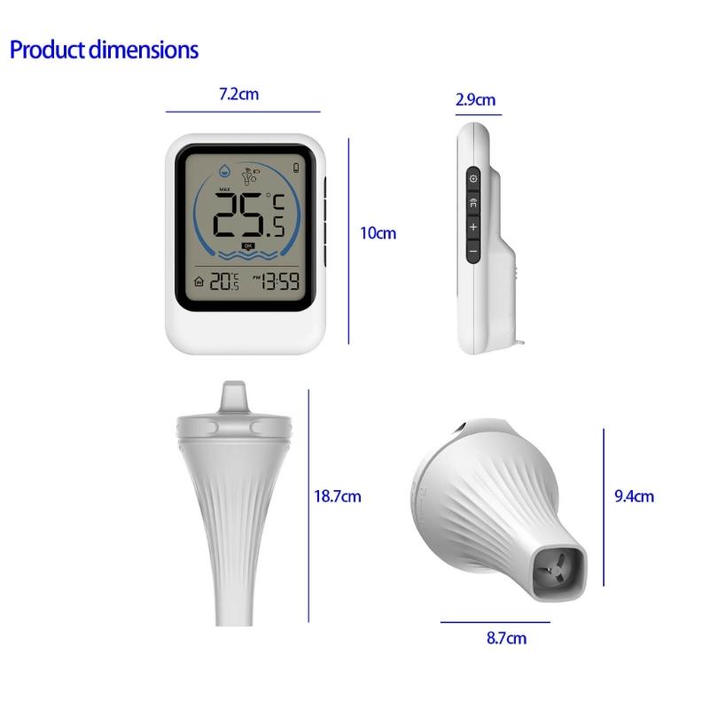 Multiple Sensors Water Temperature Monitor Floating Probes Digital Display High Low Record for Pools Hot Tubs & Fish Tanks